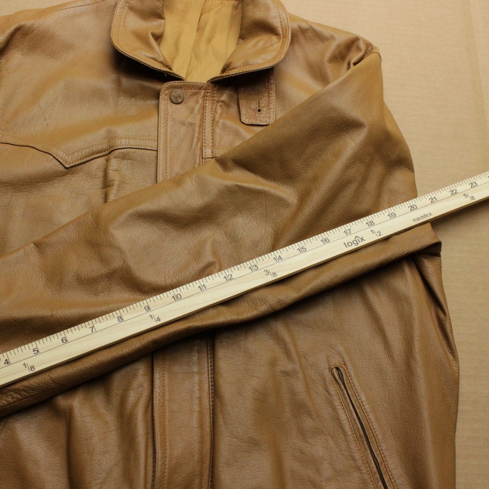 Vintage Louis Feraud Monsieur Jacket Mens 50 Brown Leather Western Blouson Zip - Picture 5 of 8